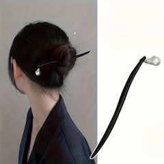 Elegant Black Wooden Hairpin - Classic Hair Clip for Secure Hold & Versatile Styling with Mind-Body-Spirit Balance