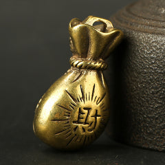 Vintage Brass Prosperity Keychain — Wealth, Protection & Positive Energy Talisman