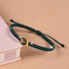 Handmade Woven Rope Bracelet - Deep Red String for Protection & Harmony Energy