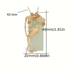 Chinese Style Palace Copper Gold Plated Flower & Bird Pendant - Spiritual Harmony & Prosperity Amulet