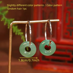 Vintage Natural Green Stone Hoop Earrings: A Quiet Dialogue with Earth and Time