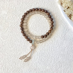 Women's Dual-Layer Beaded Bracelet - Brown & Creamy-White Accents for Everyday Harmony & Formal Elegance