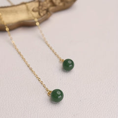 Fashionable Dangle Earrings with Green Natural Stone - S925 Silver Long Earrings for Daily Wear & Gifting