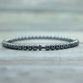 Men's Handmade Blue Stone & Black Cross Bracelet - Spiritual Protection & Stylish Daily Wear