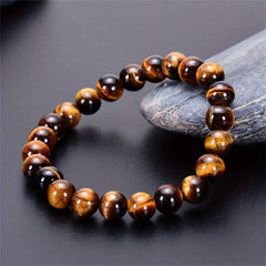 Hot Selling Fashion Men's Beaded Bracelet, Unique Natural Tiger Eye Stone Handmade Elastic Wristband for Him
