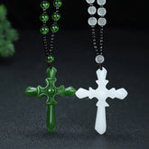 Natural Stone Easter Cross Pendant Necklace for Spiritual Renewal and Protection