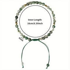 Green Agate Woven Bracelet - Adjustable Design for Energy Healing and Daily Wear
