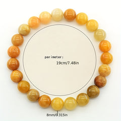 Yellow Stone Elastic Bracelet - Natural Stone Energy for Daily Wear & Preppy Sporty Style