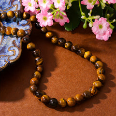 Handmade Tiger Eye Necklace Brown Golden Energy Balance Gift