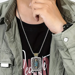 Cool Rotating Bead Vintage Black Imitation Turquoise Pendant Necklace — Spiritual Energy & Harmony Amulet