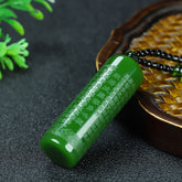 Vibrant Green Heart Sutra Pendant Necklace — Energetic Balance & Spiritual Protection Unisex Accessory