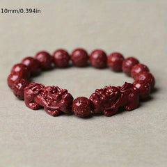 Imperial Cinnabar Six-Word Mantra Bracelet — Protection, Wealth & Auspicious Energy Amulet