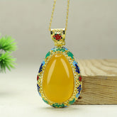 Elegant Golden Agate Necklace - Floral Motif Energy for Harmony & Prosperity