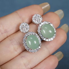 Green Jade & Silver Open-Circle Ear Hooks — A Dialogue Between Polished Heart and Raw Potential