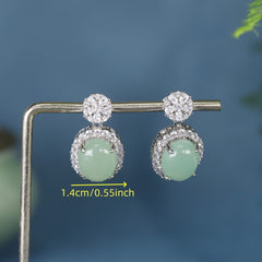 Green Jade & Silver Open-Circle Ear Hooks — A Dialogue Between Polished Heart and Raw Potential