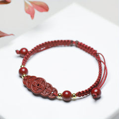 Cinnabar Wealth Coin Bracelet — Red Prosperity Charm for Luck & Abundance