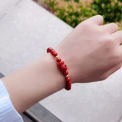Cinnabar Stone Bead Bracelet - Protection & Courage Energy for Daily Wear