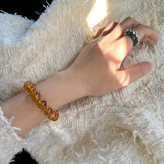 12mm Citrine Hand Chain for Luck & Wealth - Daily Wear & Gift for All Occasions