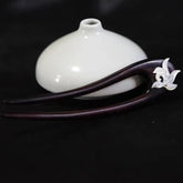 Traditional Chinese Hairpin - Dual Strand Hair Clip with Ebony (Dark Brown) & Floral Accent - Vintage Asian Hairstyle Accessory for Women - Wedding, Party, Everyday Elegant Hair Decoration - Durable Hairpin for Braids, Buns, Updos, Hair Accessories