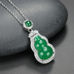 Elegant Artificial Jade Pendant with Diamond Inlay for Modern Harmony and Refined Style
