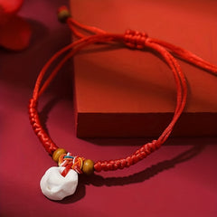 Handmade Red Rope Double Fish Energy Bracelet – Protection, Prosperity & Spiritual Harmony Jewelry with Beads