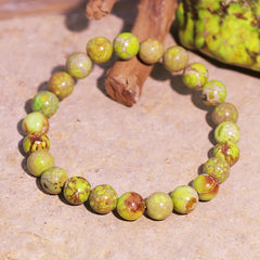 Elegant Purple Flower & Imperial Jasper Bracelet - Natural Stone Energy for Casual & Special Occasions