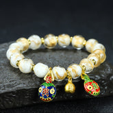 Vintage Glass Bead Bracelet Golden Charms Energy Balance Men