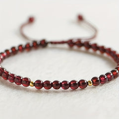 Elegant Red Garnet Braided Bracelet - Minimalist Design for Love & Protection