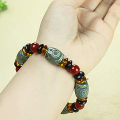 Vintage Bohemian Three-Eye Agate Necklace for Spiritual Protection & Emotional Balance