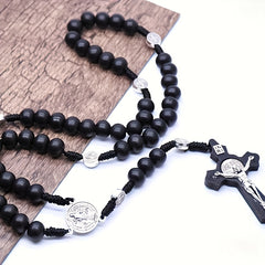 Retro Style Brown Wooden Bead Christian Prayer Bead - Elegant Wooden Cross Designed for Jesus Christ, Perfect Peace and Blessing Accessory with Durable Wooden Cross