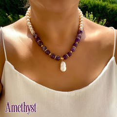Amethyst Baroque Pendant Necklace Purple Energy Calm Gift