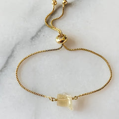 1pc Natural Citrine Stone Bracelet - Wealth Stone for, Boho Vintage Oval Citrine Bead Chain, Daily Wear & Special Occasions