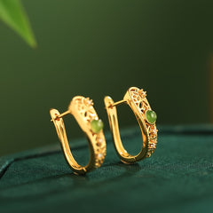 Vintage Golden Plated Dangle Earrings with Zirconia for Elegance Energy