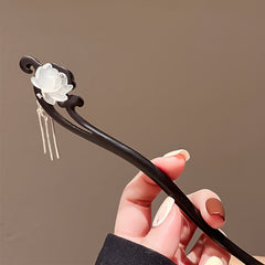 Vintage Lotus Hairpin with Tassel - Elegant Wooden Hair Accessory for Daily Elegance & Spiritual Harmony