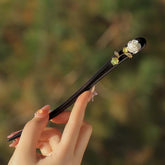 2pcs/Set Rose Hairpin - Antique Style Wooden Hairpin for Chinese Classical Headwear with Natural Energy Flow