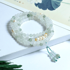 Serene Jade & Aquamarine Mala Bracelet for Inner Peace, Emotional Balance, and Spiritual Harmony