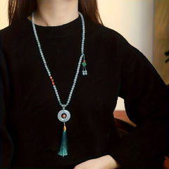 Bohemian Jade Peace Buckle Pendant for Safe Journeys, Spiritual Protection, and Elegant Style