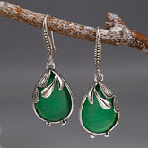 Elegant Green Emerald Dangle Earrings: Vintage Style for Daily Wear & Spiritual Harmony