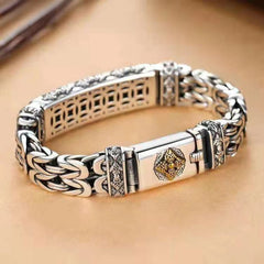 S925 Sterling Silver Men’s Peace Symbol Bracelet – Harmony, Protection & Calming Energy Bangle