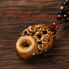 Tiger Eye Stone Pixiu Pendant — Spiritual Harmony, Prosperity Attraction & Energy Protection Amulet