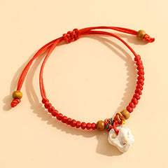 Handmade Red Rope Double Fish Energy Bracelet – Protection, Prosperity & Spiritual Harmony Jewelry with Beads