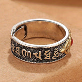 Women's Tibetan Buddhist Vajra Ring - Enhance Spiritual Energy with Six-Syllable Mantra