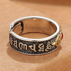 Women's Tibetan Buddhist Vajra Ring - Enhance Spiritual Energy with Six-Syllable Mantra