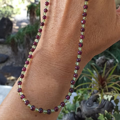 Peridot & Garnet Birthstone Necklace - Harmony & Prosperity for Daily Wear