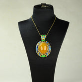 Bohemian Yellow Agate & Lapis Lazuli Pendant Necklace for Confidence and Inner Peace