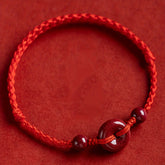 Handmade Lucky Protection Braided Bracelet - Red Bead Charm for Good Luck & Protection