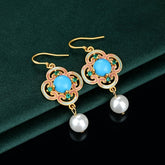 Elegant Vintage Four-Leaf Clover Earrings - Harmonious Energy for Luck & Prosperity