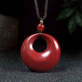 Natural Raw Stone Cinnabar Pendant Necklace - Spiritual Protection & Positive Energy for Men and Women