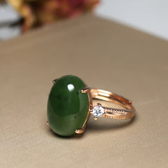 Natural Green Oval Faux Gemstone Ring - Urban Energy for Beach Parties & Festive Gifts
