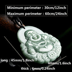 Bohemian Laughing Buddha Pendant - Light Green Stone for Harmony Protection & Holiday Gifting